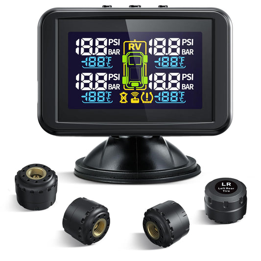 Tymate TM5 Tire Pressure Monitoring System - Large Colorful Screen TPMS, 5 Alert Modes with 4 External Sensors, Real-time Monitoring Tire Pressure&Temperature, 0-87 PSI Ideal for RV Trailer SUV Sedan