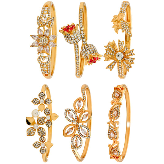 6 Pack 18K Gold Plated Bangles Bracelet Set for Women, Dainty Vintage Trendy Fashion Jewelry, Ideal Gift for Birthday Christmas Valentine's Day Mother's Day for Girlfriend Wife Mom Sister