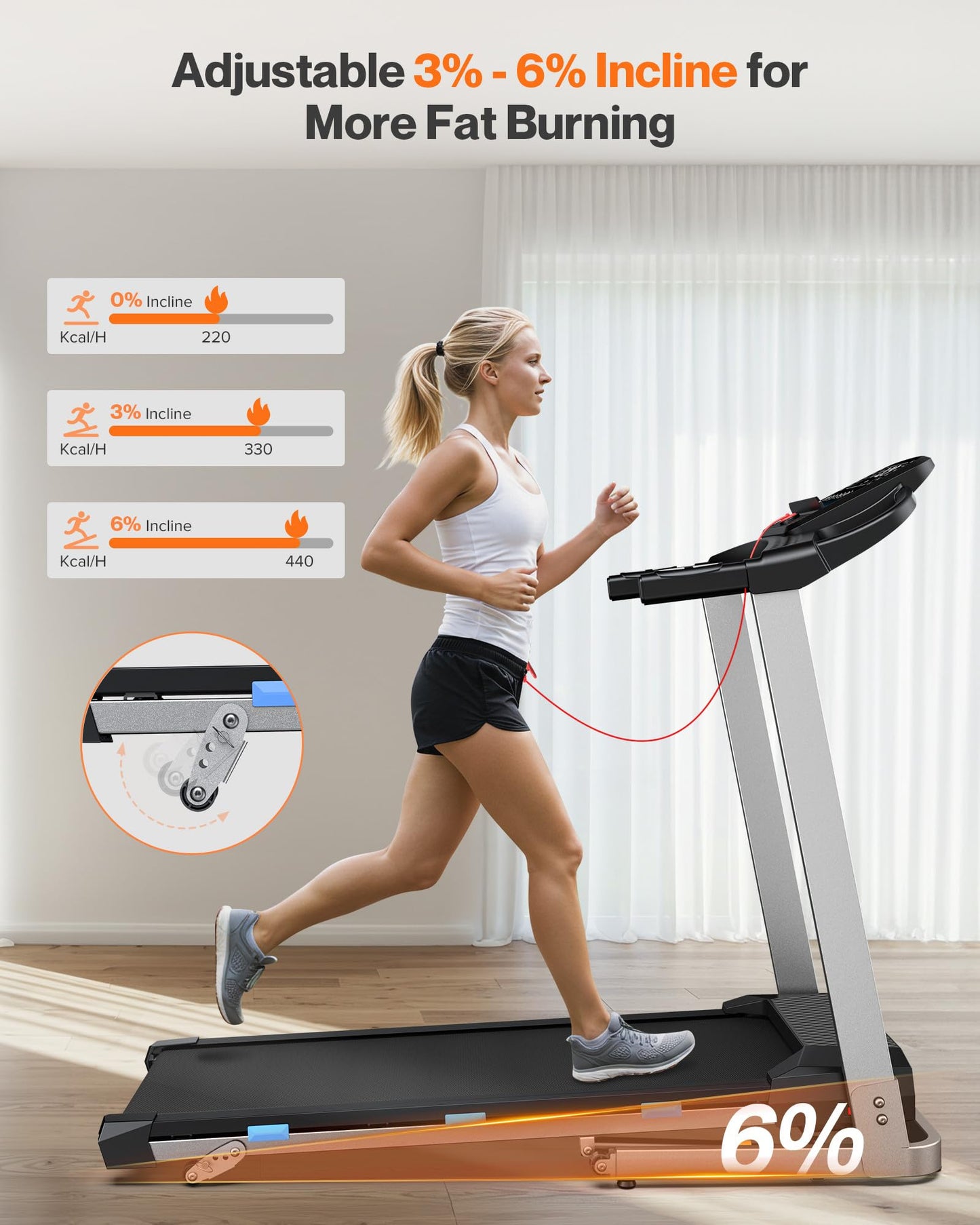 Cardirun Foldable Treadmill with Incline, 350 LBS Capacity, 3.0HP Quiet Running Treadmills for Home, Incline Treadmill with Pulse Sensor and Bluetooth Speaker, Wide Belt, App & Voice Control, 7.6 MPH