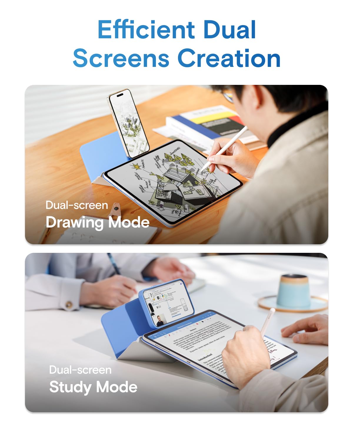 MOFT Dynamic Folio Tablet Stand Compatible with iPad Air 11"(M4 2026/M3 2025/M2 2024)&iPad Air 10.9"(5th 2022/4th 2020),Slim Magnetic Tablet Holder with 20+ Viewing Angles, Soothing Mist x Misty Cove