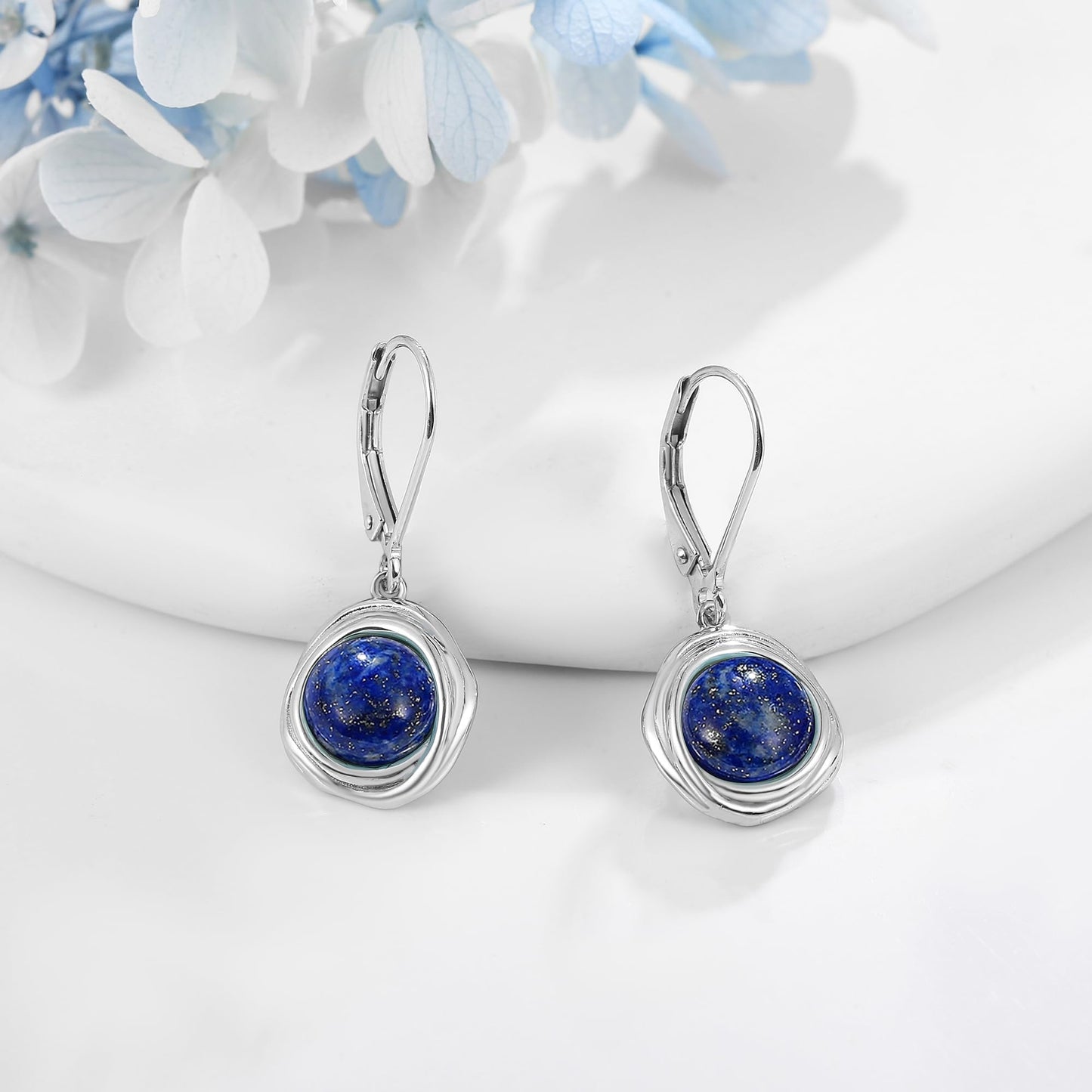 POPLYKE Lapis lazuli Earrings Dangle for Women 925 Sterling Silver Leverback Earrings for Women Lapis lazuli Jewelry Gifts Birthday