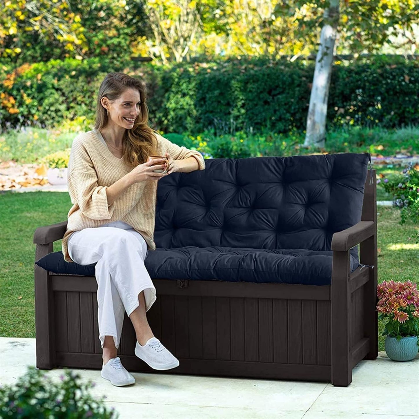 YXMKJOS Swing Cushion Replacement Outdoor Porch Waterproof Bench Cushion 2-3 Seater Washable Bench Replacement Cushions for Outdoor Patio Porch Swing Cushions