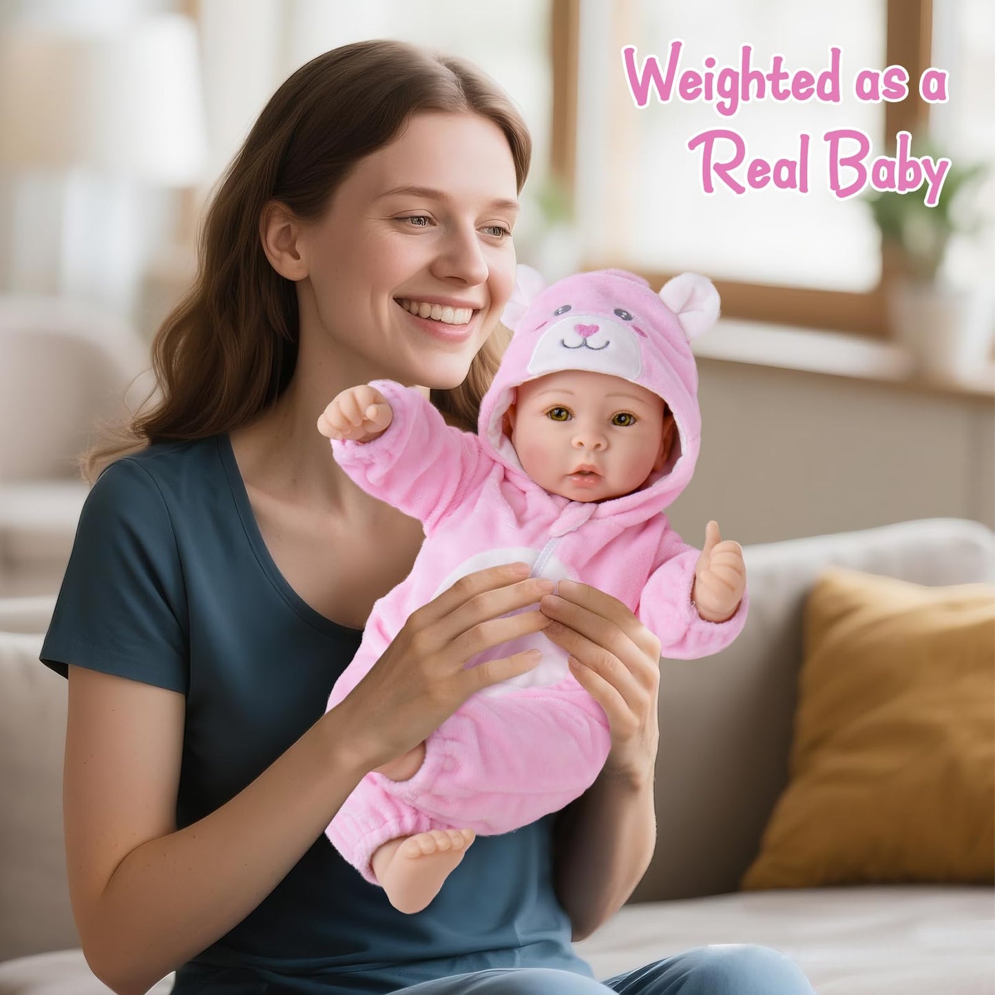 Aori Baby Dolls Realistic, 17-inch Lifelike Soft Body Baby Girl That Look Real with Feeding Kit Included, Ideal Gift for Kids, Birthday, Pretend Play