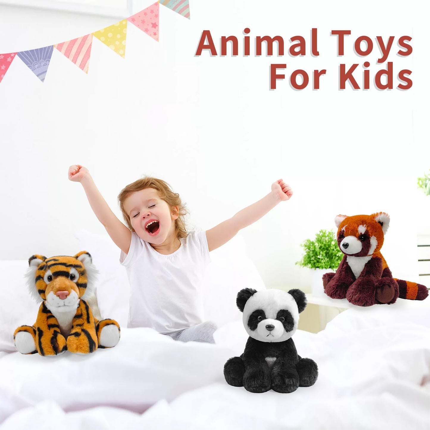Hideekoog Tiger Stuffed Animal Toys, 8.5 Inch Soft and Cuddly Tiger Plush Animals Toy, Cute and Realistic Animals Gifts for Boys and Girls Toy for Toddlers 1-3