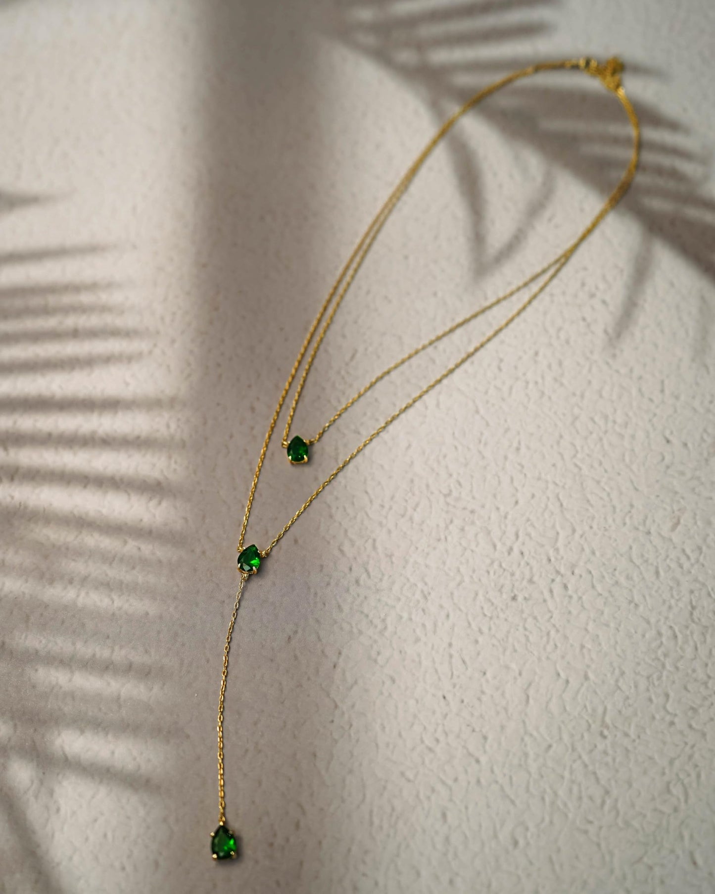 SNGIA Long 18K Gold Plated Blue Green Red Layered Pendant Necklace For Women (Emerald, Ruby, Seafoam, Sky, Sapphire, Pink), Dainty Birthstone Necklace, Statement Necklace Jewelry Gifts, Y-Shaped Pendant Necklace.