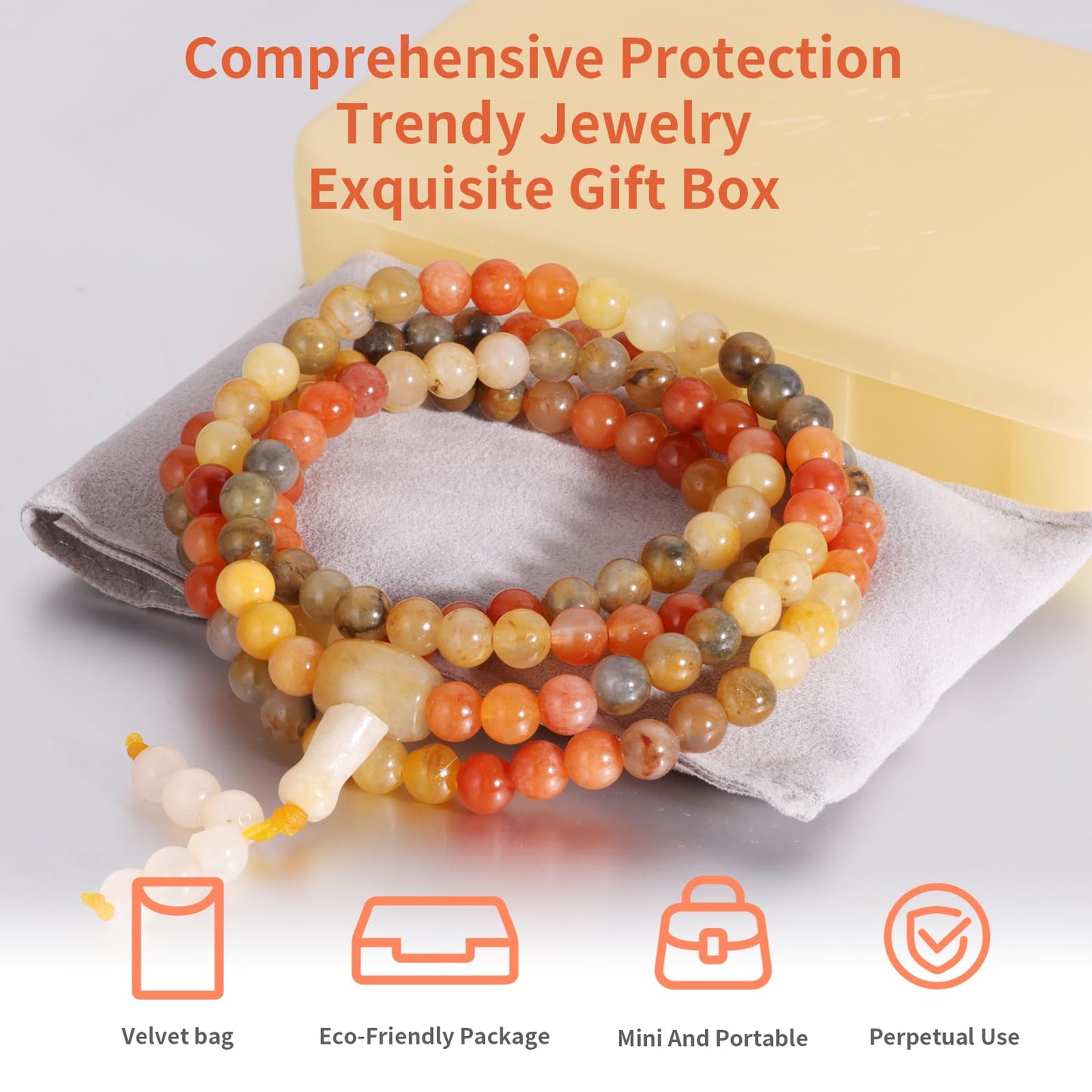 Handmade Natural Jade Beaded Bracelet for Women & Men – Genuine Green/White Jade Gemstone Stretch Bracelet – Lucky Energy Healing Jewelry Gift for Peace, Prosperity & Protection ST-V-09