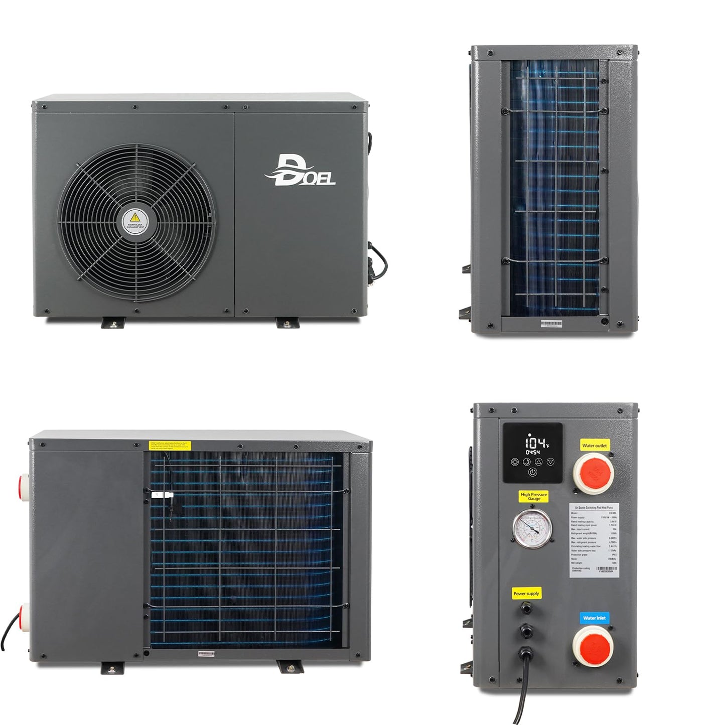 DOEL 20000 BTU Swimming Pool Heat Pump for Above-Ground/In-ground Pools, 5.56 kW Electric Pool Heater with Titanium Heat Exchanger, 110V 60Hz