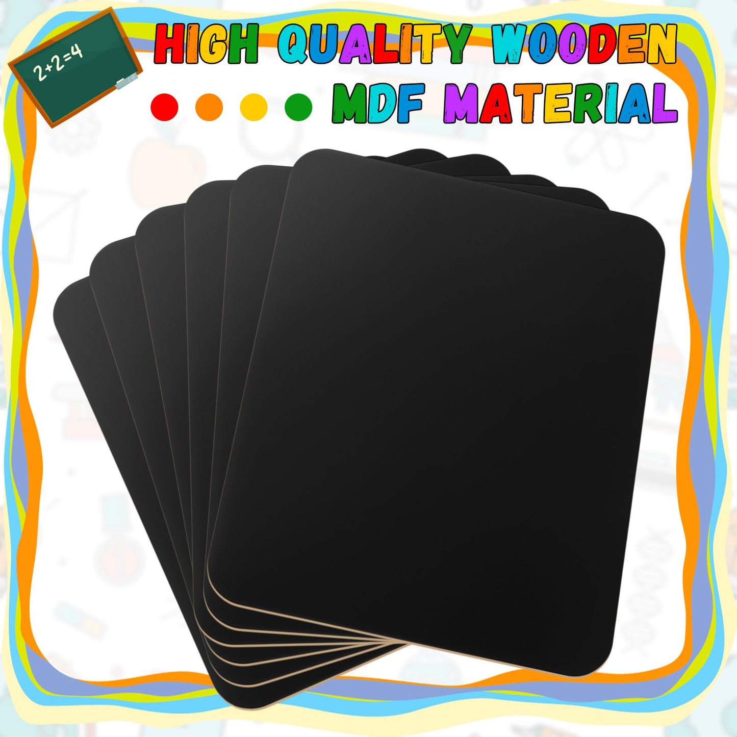 Humyoun 2 Pcs Chalk Board for Kids Bulk 9.5" x 12" Double-Sided Wooden Frameless Chalkboard Sign Blackboard for Kids Student School Classroom Home Office Restaurant Birthday Party Favors