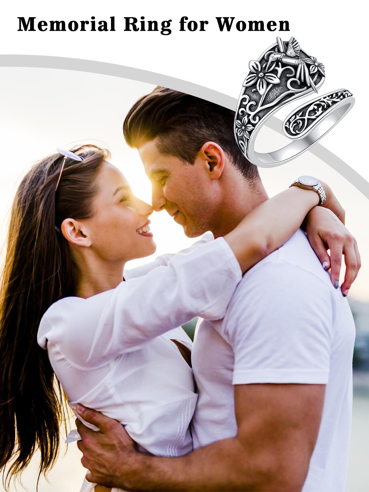 Midari Hummingbird Spoon Rings Sterling Silver Hummingbird Ring for Women Bird Ring Adjustable Hummingbird Thumb Rings Vintage Open Ring Hummingbird Jewelry for Women(Customization)