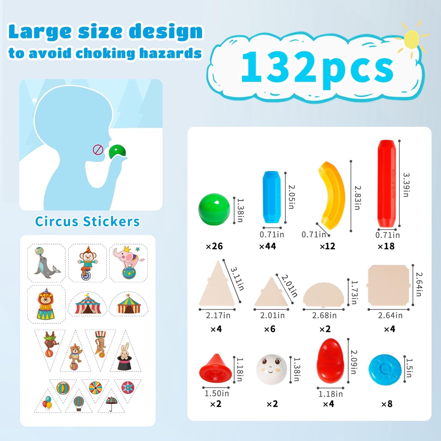 TOKBLOK Magnetic Building Blocks for Boys and Girls, 132Pcs Creative Magnetic Sticks and Balls STEM Construction Toys for Kids Toddlers Early Development Educational Learning