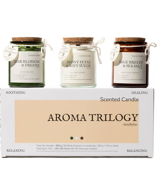 3 Pack Non-Toxic Soy Wax Scented Candles Gift Set for Women, 21.15oz Wooden Wick Candle for Home, 135H Long Burn Time, Aromatherapy Candles, Birthday, Anniversaries, Wedding, Christmas