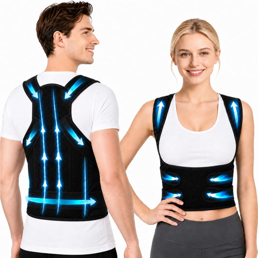 BEVSHP Back Brace Posture Corrector for Women and Men Upper Back Support for Neck, Shoulder & Back Pain Relief, and Better Scoliosis Hunchback Support, Comfortable Adjustable Spine Support for Office, Work and Home Black S (26"-34")