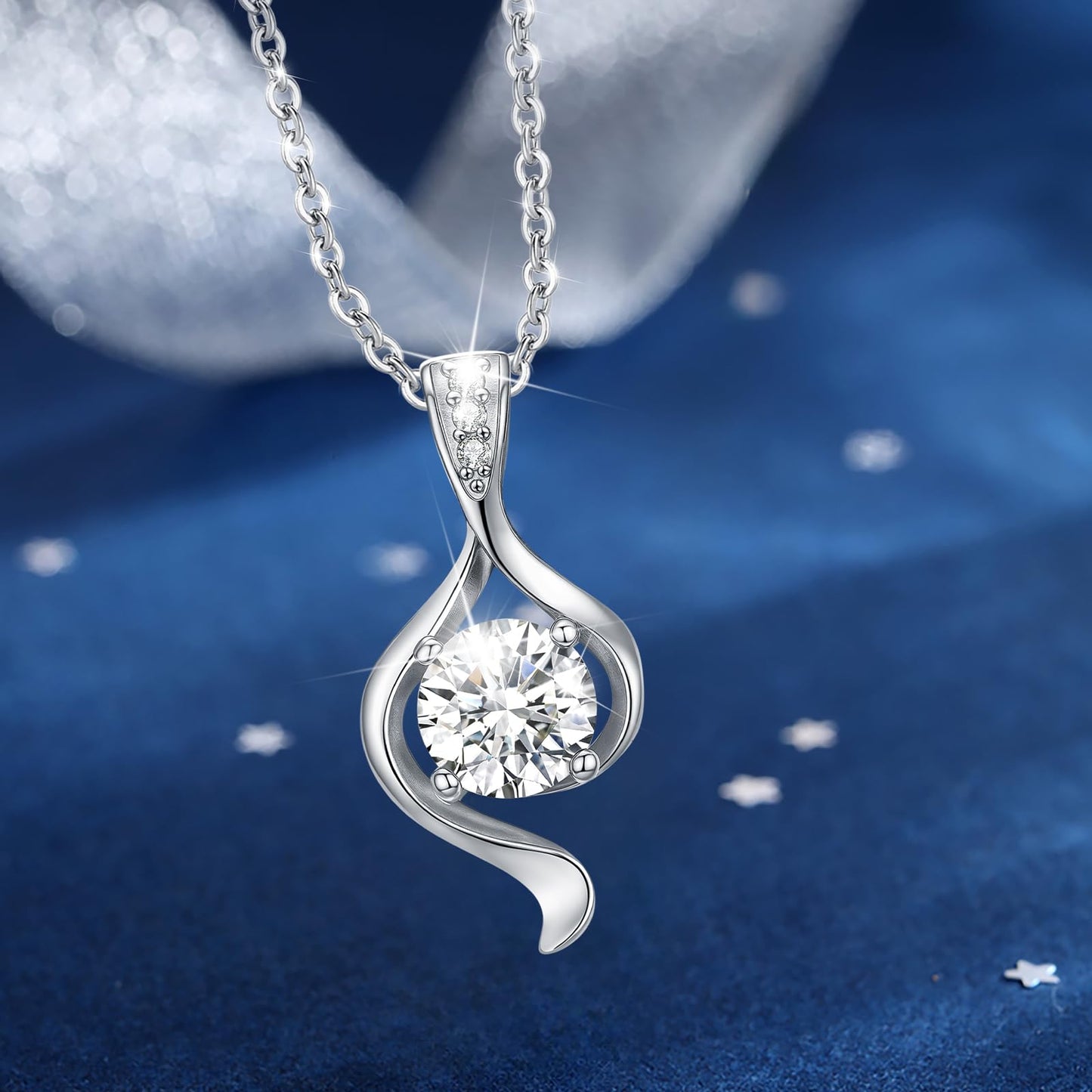 3 Carat Moissanite Necklace 925 Sterling Silver Jewelry 5A Cubic Zirconia Pendant Necklace Gifts for Mom Women Girlfriend Grandma Lover Her Wedding Birthday Anniversary Engagement Valentine's Day
