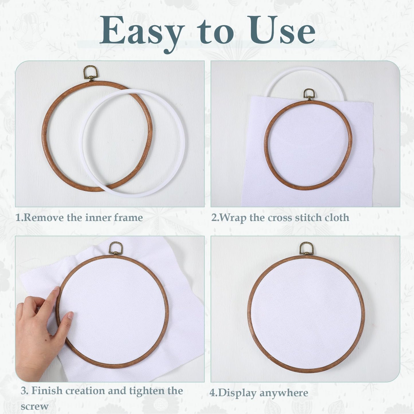 SHENLIU 15 Pcs 8 Inch Round Embroidery Hoops Frame, Cross Stitch Hoop Imitated Wood Embroidery Hoop Circle Rubber Ring Display for Art Craft Sewing and Christmas Ornaments