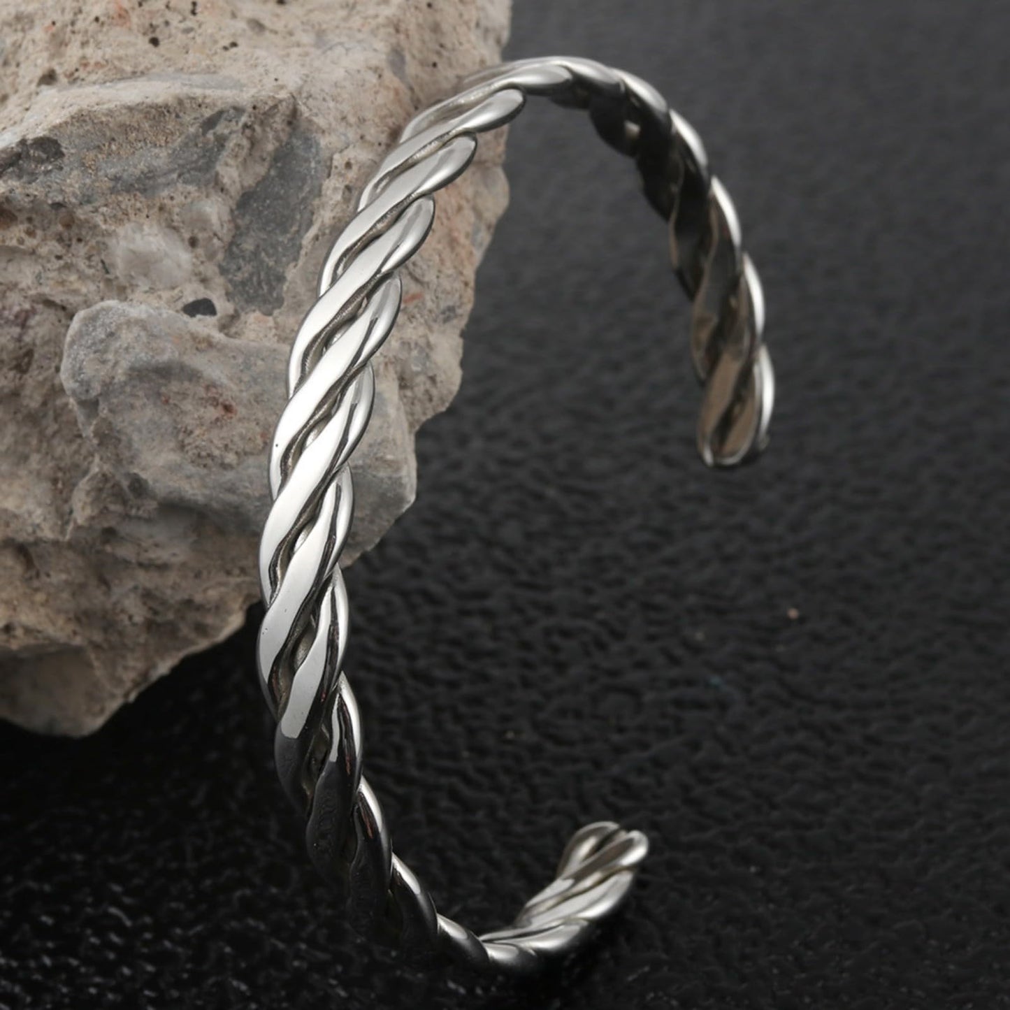 Baoaichi 925 Sterling Silver Twisted Bracelet for Women & Men Open Adjustable Wraps Cuff Bangle Minimalist Unisex Stainless Steel Bracelet for Men Punk Style Jewelry Gift for Birthday Father's Day