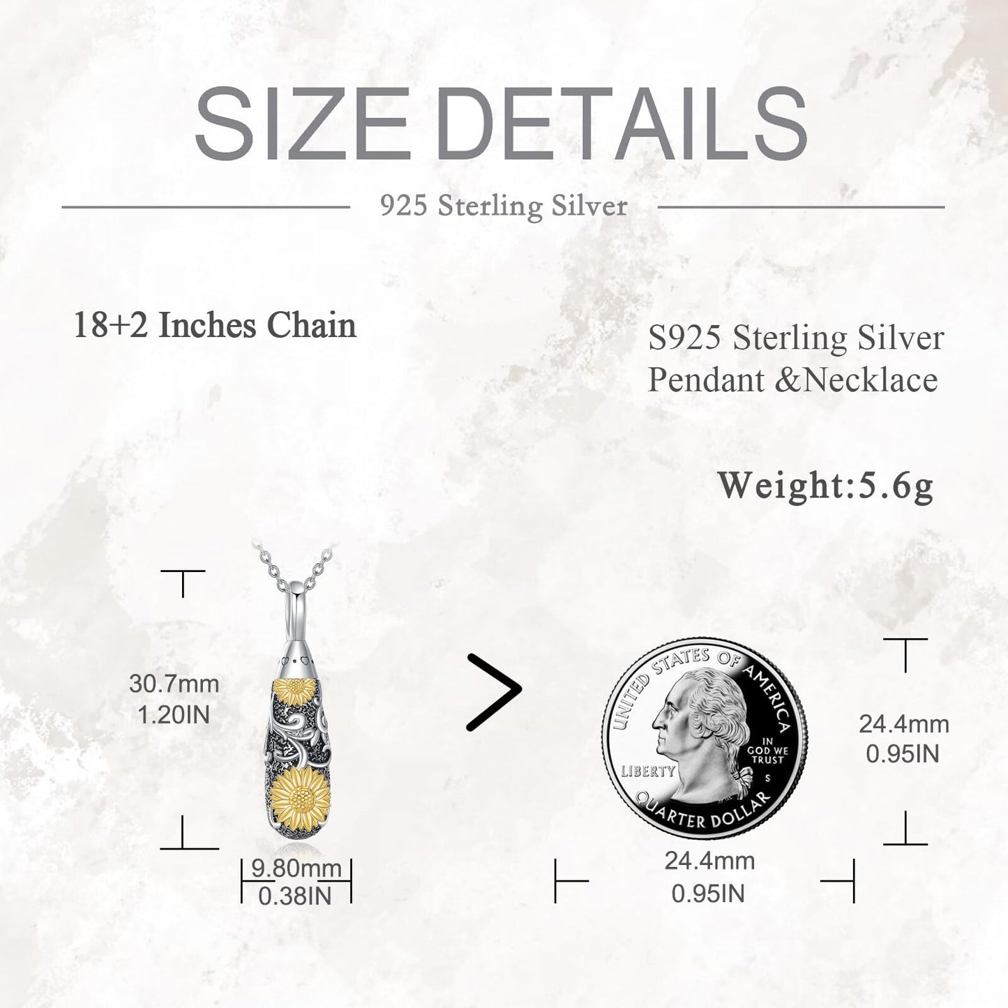 POPLYKE Teardrop Sunflower Filigree Urn Necklace for Ashes for Women Sterling Silver TearDrop Cremation Necklace for Ashes Keepsake Jewelry for Women Men