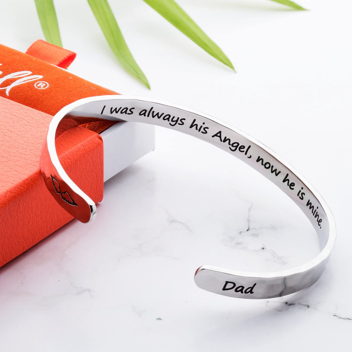 Carviell Bracelets, Memorial Gifts for Loss of Father for daughter Sympathy Gift Remembrance Cuff, Bereavement Bangle, Grief Gift for Women, I Was Always His Angel..