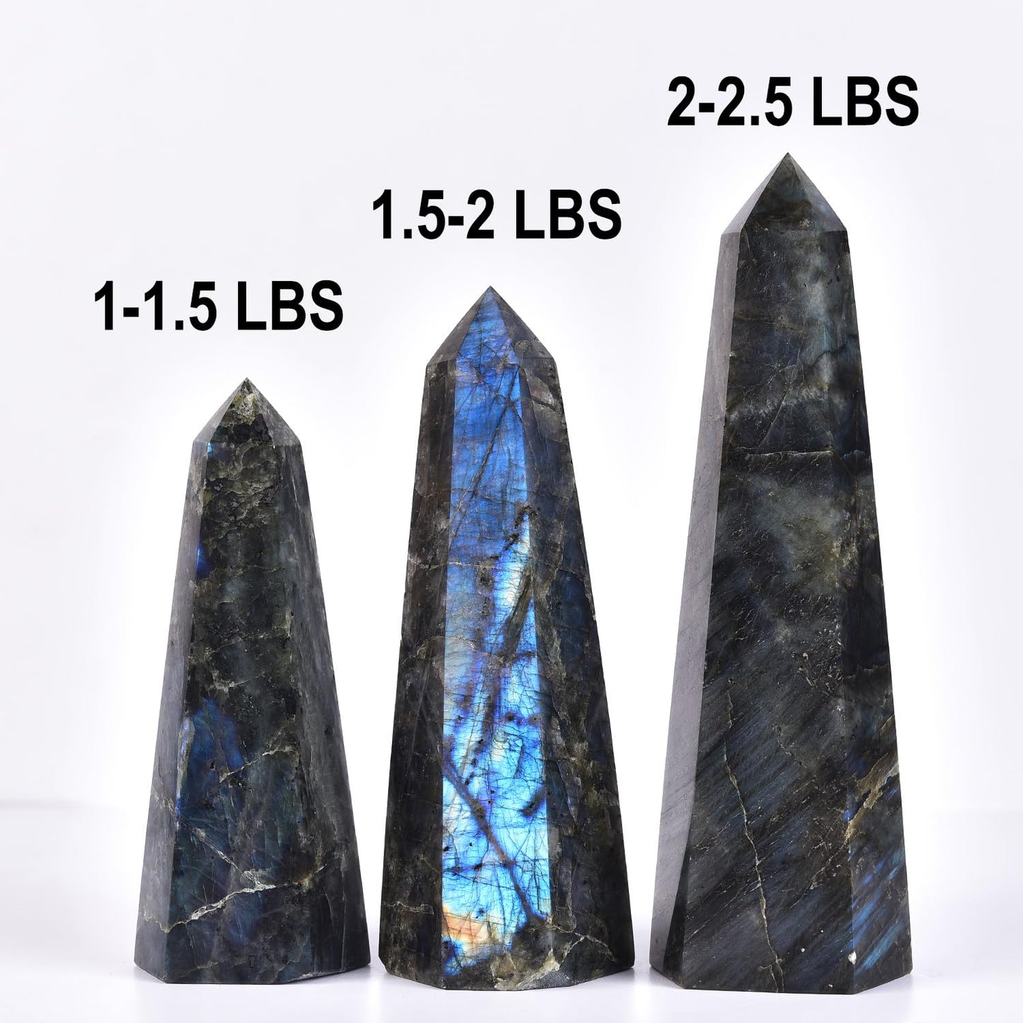 SMOHEAL Labradorite Large Crystal Tower Natural Healing Crystal Point Wand Obelisk for Reiki Meditation Crystal Grid Decoration 1-1.5 LBS