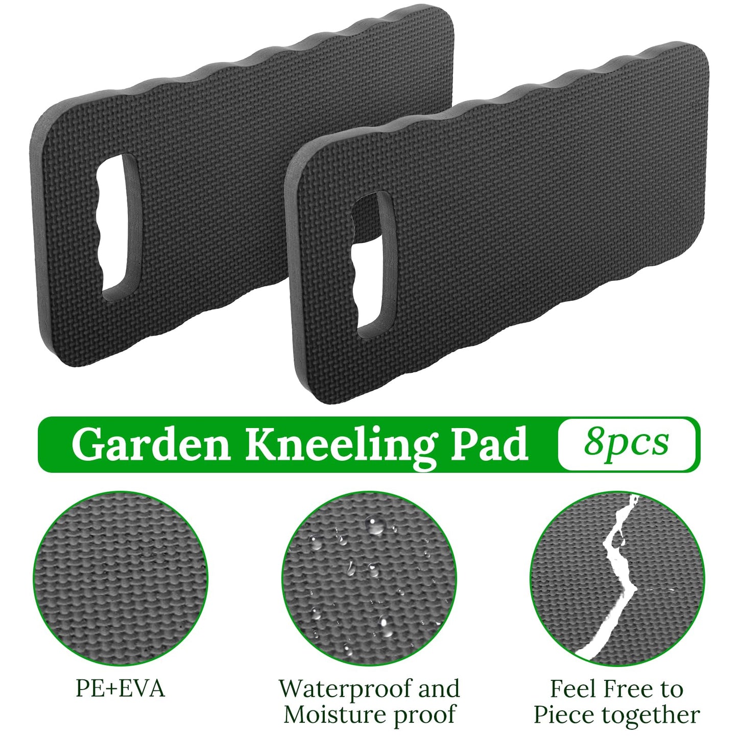 xozeooeu 8 Pack Garden Kneeling Pad, Black Thick Foam Knee Pads for Gardening, Waterproof Kneeler Mat for Yoga, Cleaning, Prayer and Exercise, 15.75x6.9x0.63 Inch