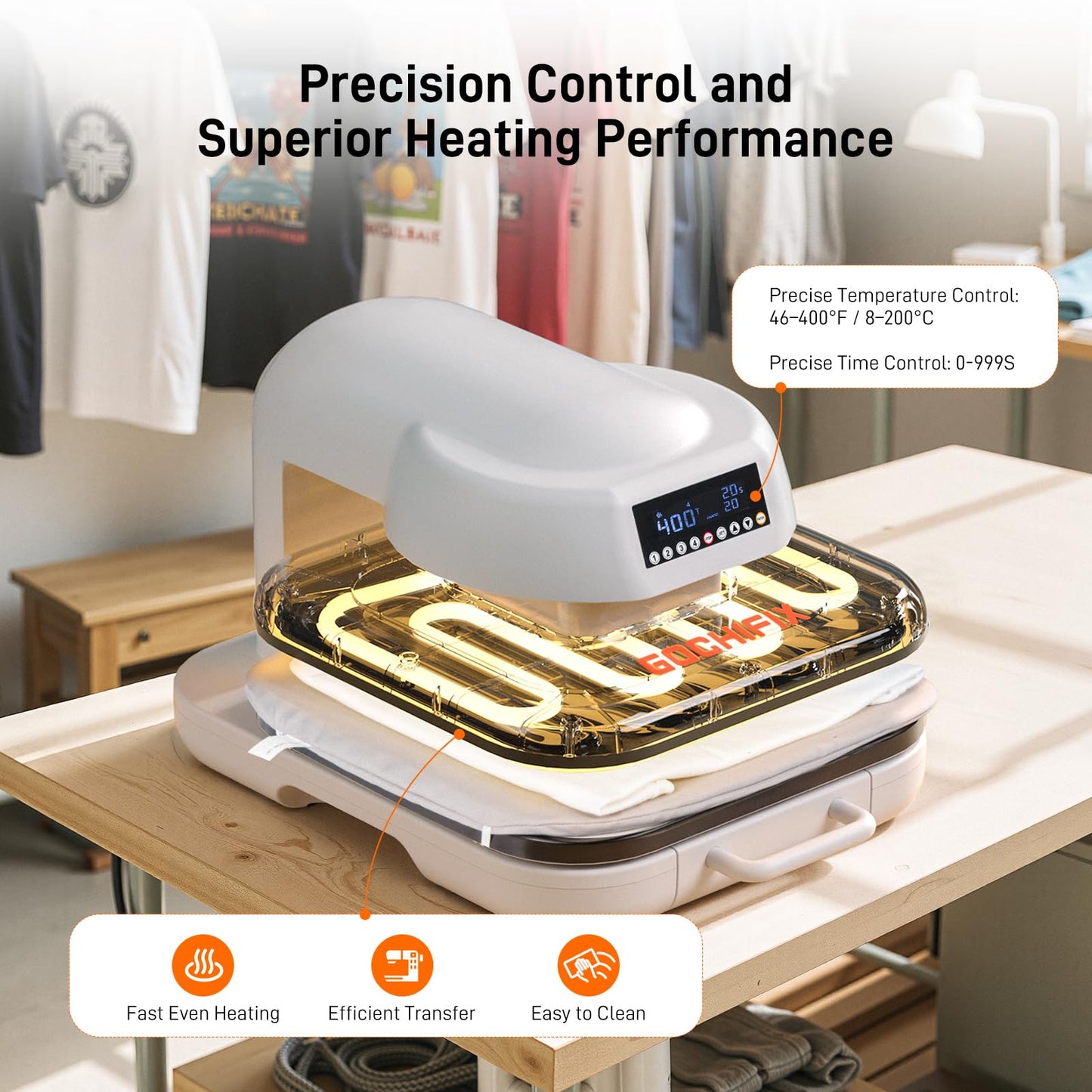 Heat Press Machine for T Shirts, 15"x15" Auto Shirt Press Machine w/ 4 Memory Modes, 15 Mins Auto-Off, Precise Temp/Timer Control, Fast Even Heat for Sublimation, HTV, Heat Transfer Projects