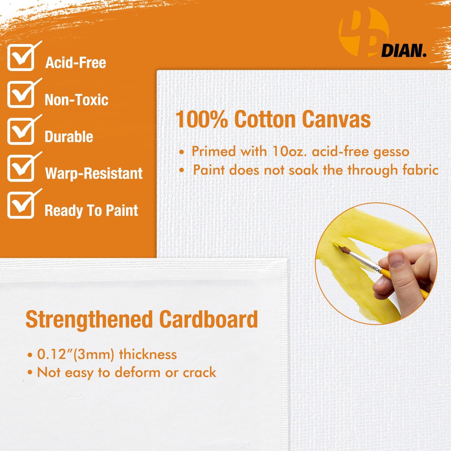 DPDIAN Canvas Boards for Painting 40 Pack, 8 inch x 10 inch Super Value Pack, Artist Canvas Panels for Oil & Acrylic Painting
