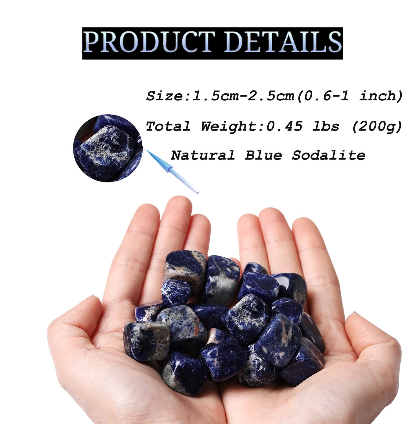 DUQGUHO Blue Sodalite Natural Healing Crystals Stones Set Polished Tumbled Irregular Pebble Stones Rocks 0.45 lbs
