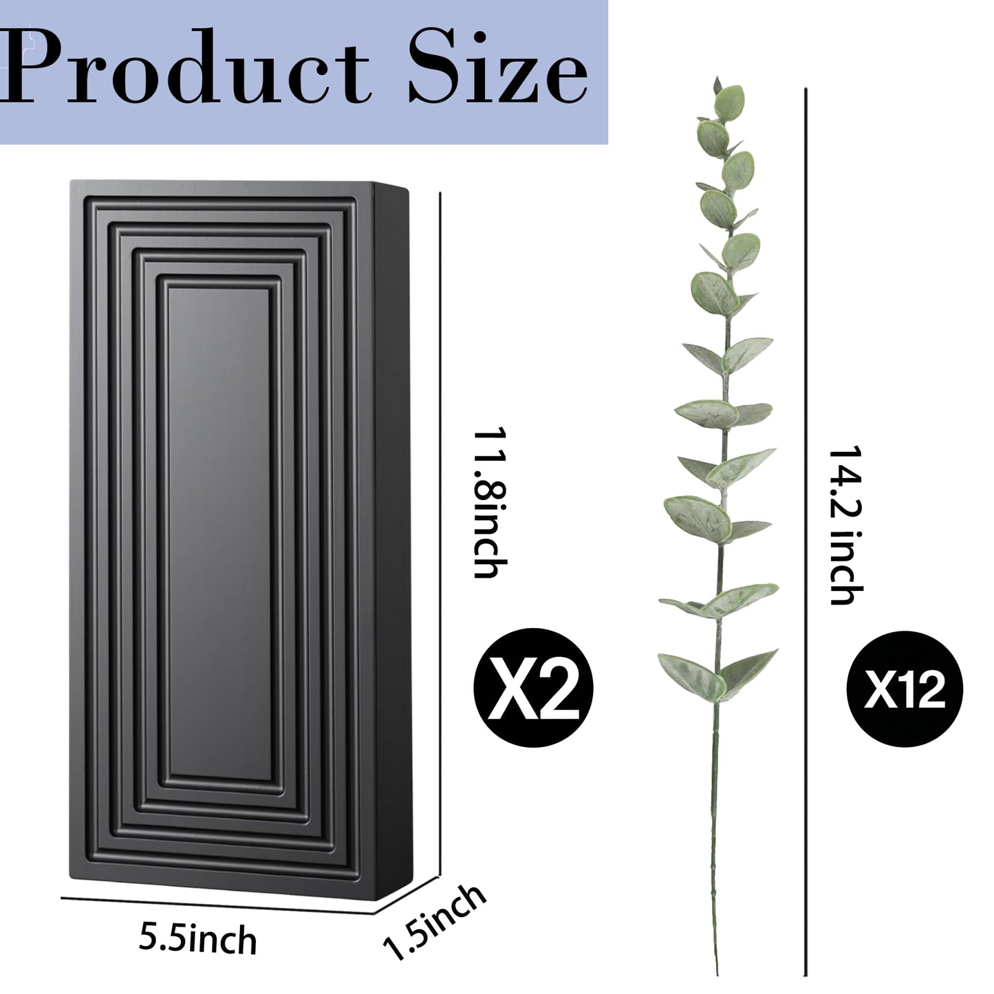 FancyPlus Wooden Wall Planter Vase, 2 Pack Black Wood Hanging Vases with Fake Eucalyptus for Indoor Modern Boho Farmhouse Wall Art Decor for Home Indoor Kitchen Modern Farmhouse Bathroom