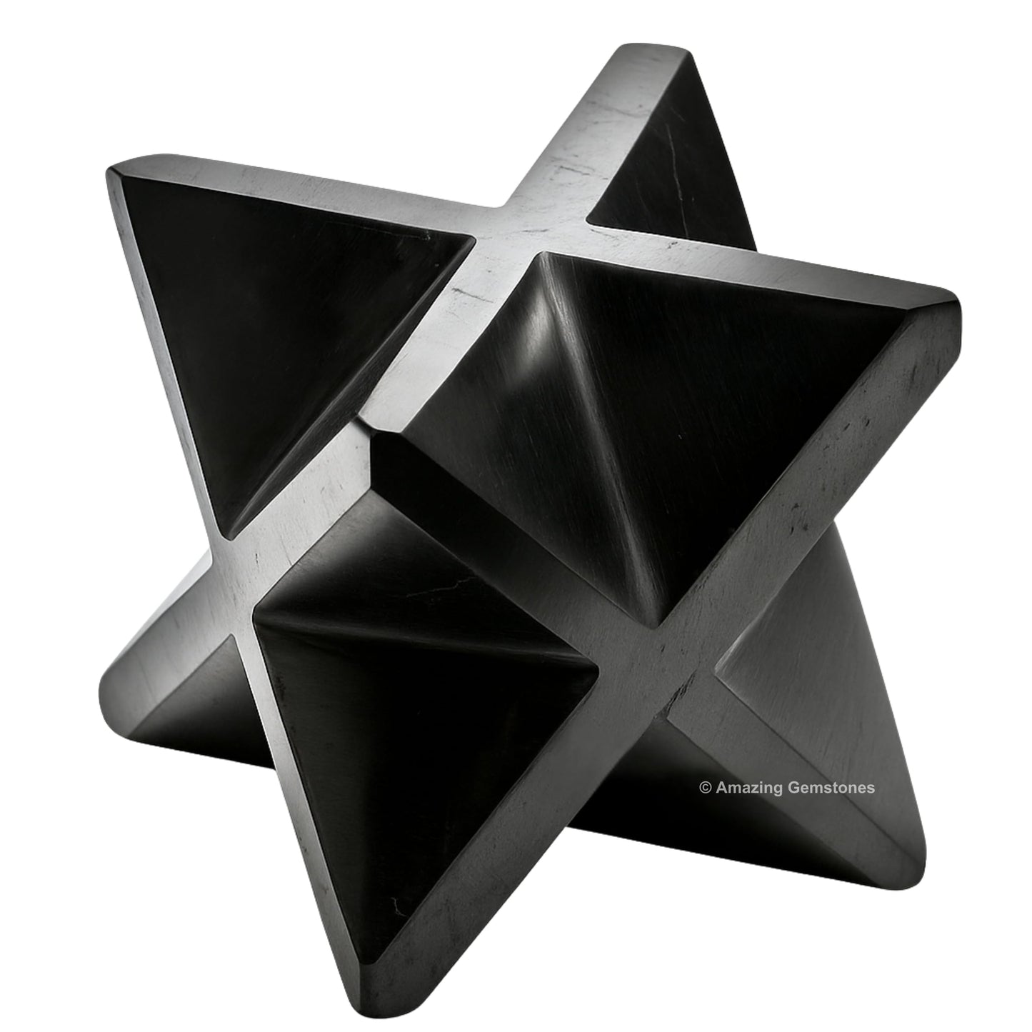 Amazing Gemstone Shungite Merkaba Crystal - 0.75 Inches Metaphysical Merkaba Star for Meditation - Energetic Tetrahedron Crystal and Healing Stones and Healing (15-20mm)