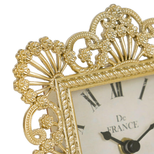 NIKKY HOME Gold Table Clock, Shabby Chic Decorative Desk Clock, Vintage Desk Clocks Non-Ticking Battery Operated for Living Room Bathroom