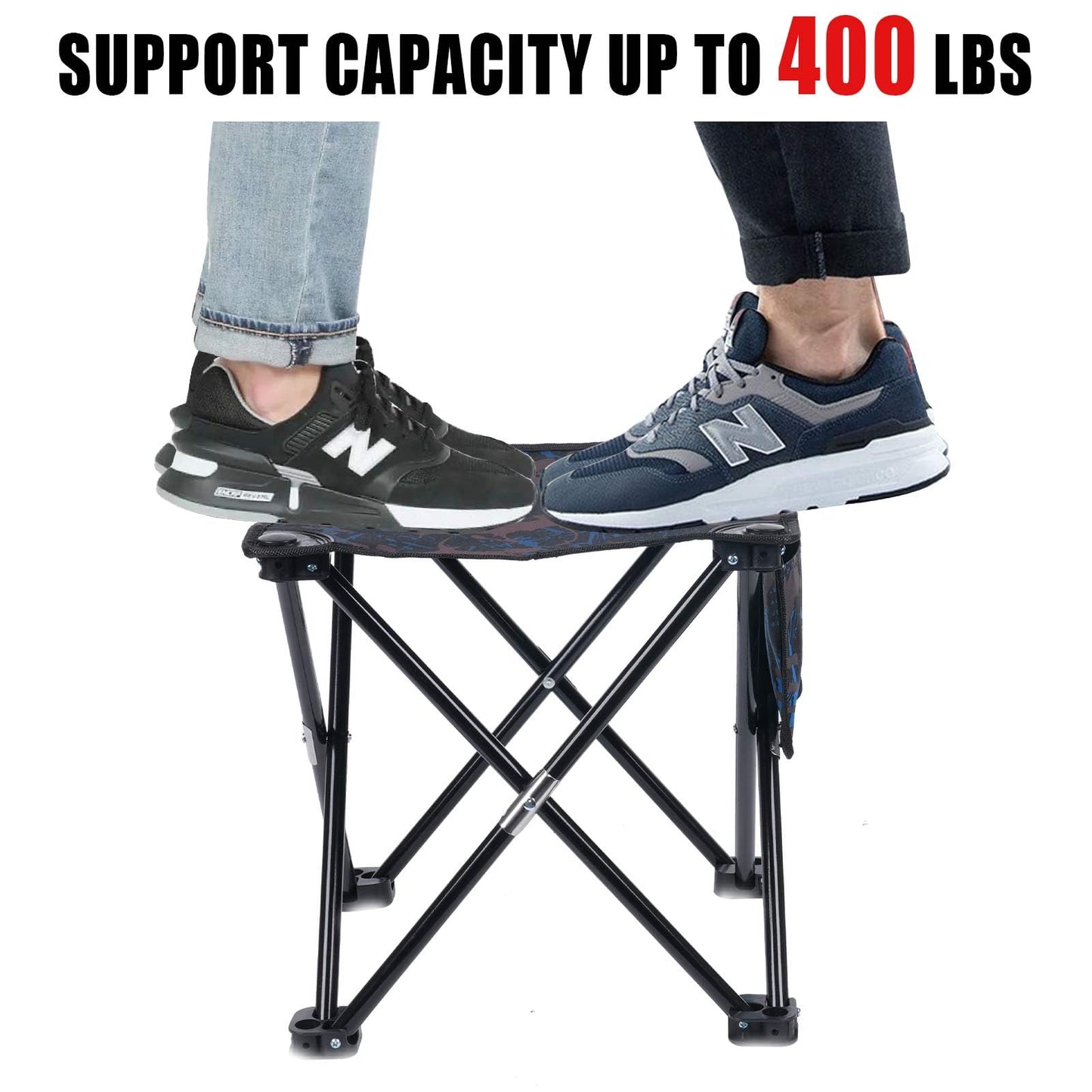 VOLIXOD 2 Pack Folding Portable Camping Stool for Adults, Lightweight Collapsible Stool for Outdoor Footrest Fishing Hiking Gardening and Beach with Carry Bag(400 LBS Capacity)