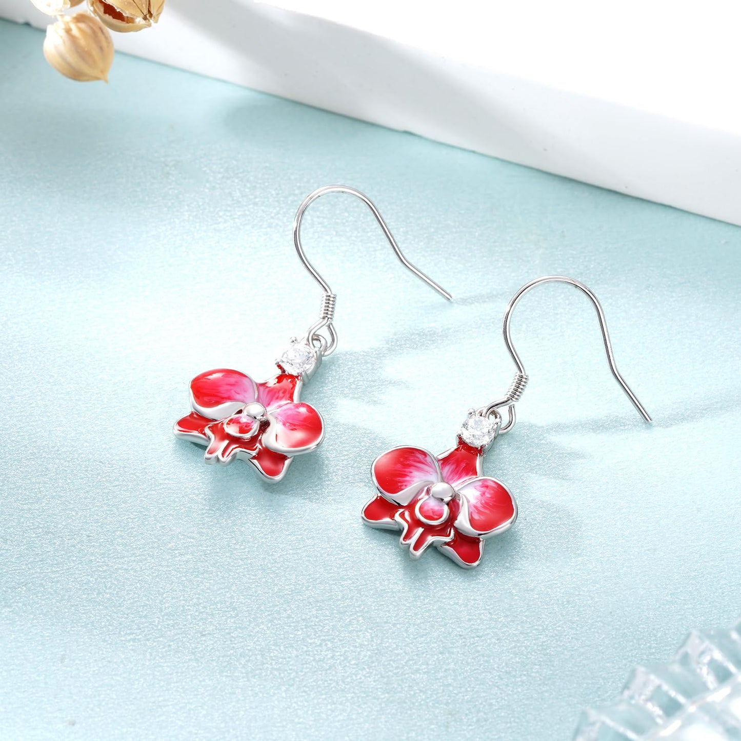Orchid Earrings 925 Sterling Silver Flower Earrings Orchid Jewelry Gifts for Women