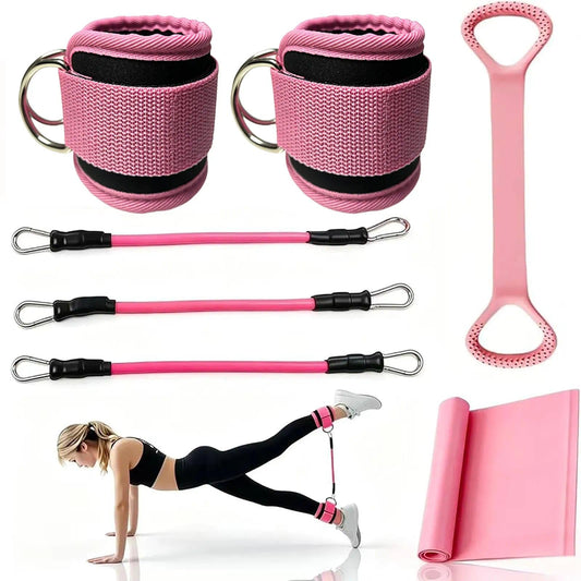 Ankle Resistance Bands with Cuffs (Pink Set)