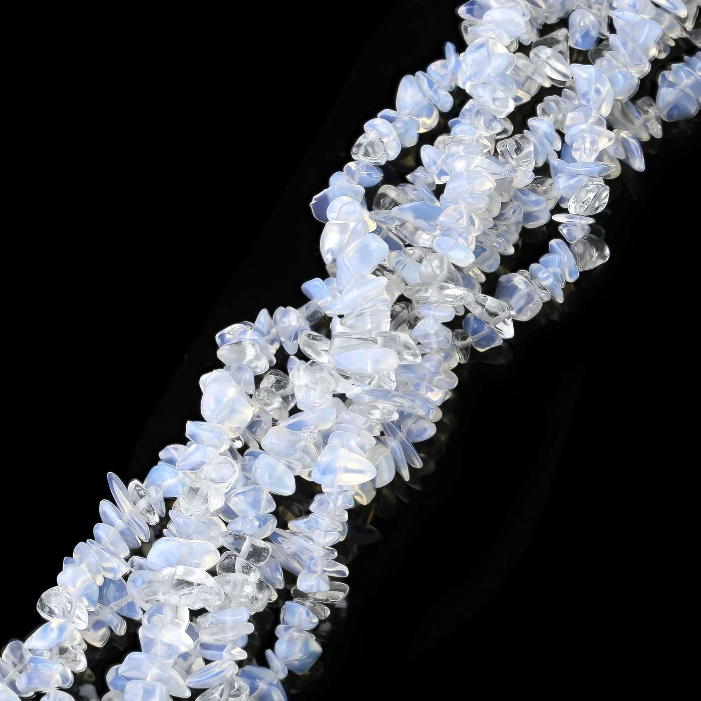 LAIDANLA White Opalite 400pcs Natural Chip Stone Beads 5-8mm Healing Crystal Irregular Gemstones Drilled DIY Loose Rocks Bead Crystal for Bracelet Earrings Necklace Jewelry Making Crafting