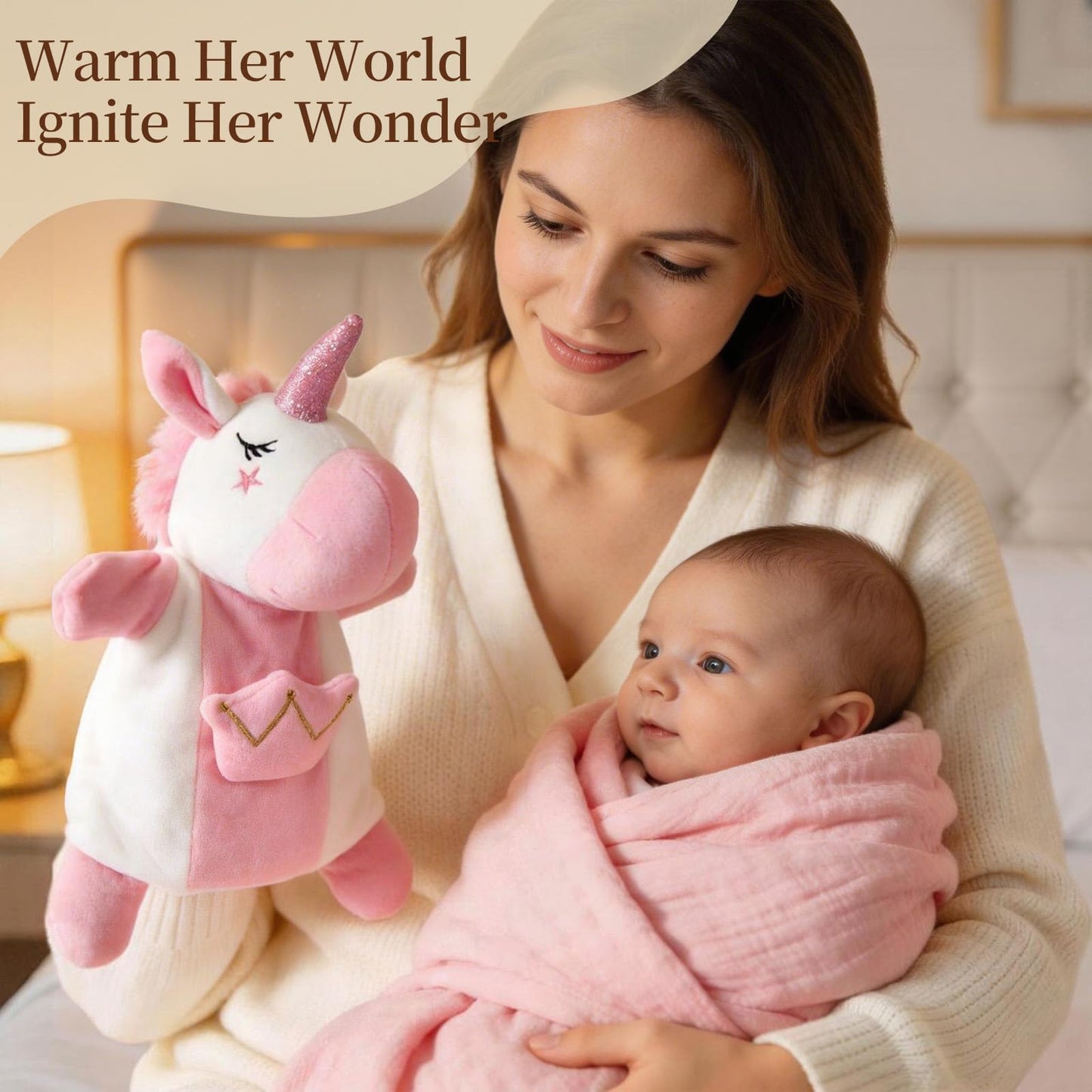 TUZT Newborn Baby Girl Gift Set, 9PCS Baby Shower Gift Box with Onesie Blanket Hand Puppet Milestone Card, New Born Essentials Birthday Present Hospital Homecoming Photography Outfit for Girls
