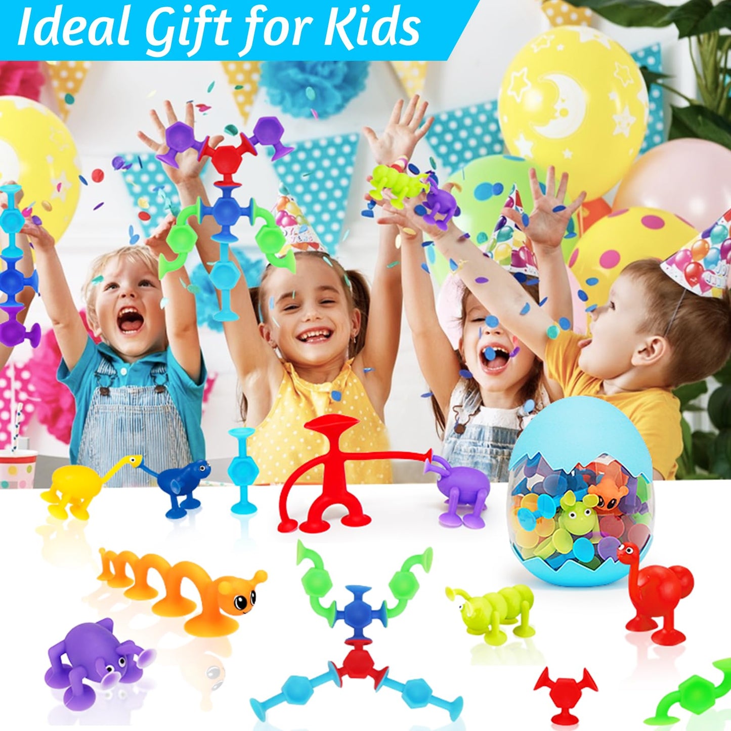 32Pcs Bath Toys for Kids Ages 3-5 4-8, No Hole Mold Free Baby Suction Cup Animals Water Toys, Mini Toddler Sensory Fidget Party Favors, Airplane Car Window Travel Road Trip Essentials 3 4 5 6 Year Old