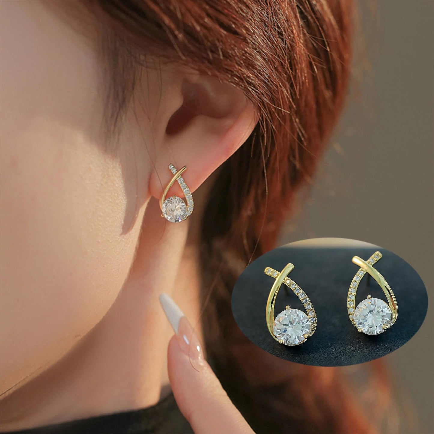 Halolux Lymphvity Germanium Earrings Atheniz Lymphatic Earrings Lymphatic Germanium Earrings Lymphatic Drainage Earrings Sparkle CZ Hoop Earrings for Women (gold+silver 6)