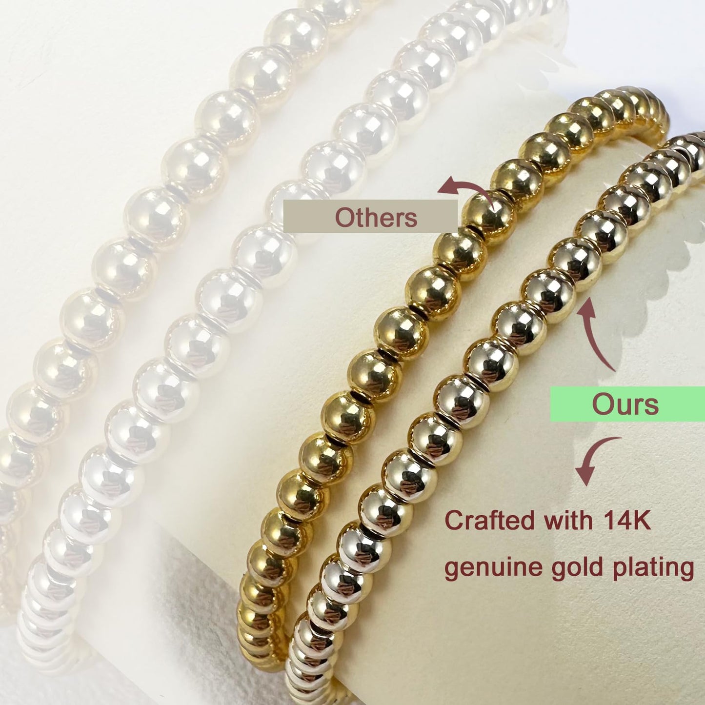 Free bird Gold Bracelets for Women, Dainty Gold Beaded Birthstone Bracelet with Baguette CZ 14K Gold Plated Stacking Birthstone Bracelets for Women,Pulsera para Mujer