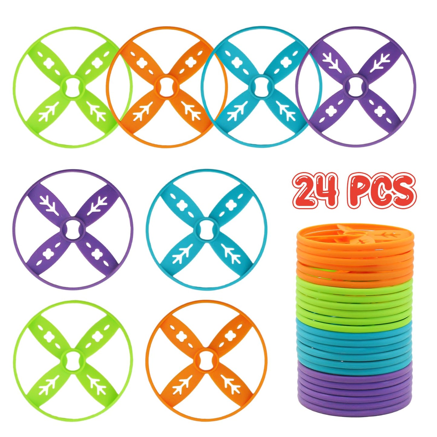 Outside Toys for Kids Ages 4-8, 24 Pack Flying Discs Supplement Set - Compatible with Most Handheld and Foot-Powered Flying Disc Toys, Includes 4 Vibrant Colors, Must-Have for Flying Disc Enthusiasts