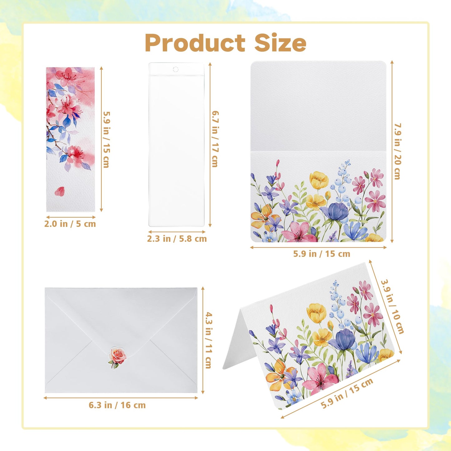 152 PCS Blank Watercolor Cards & Bookmarks Kit, 140lb/300gsm Cotton Paper, 30 Sets 4"x6" Cards with Envelopes, 30 Bookmark Sets with Sleeves, Tassels & Stickers for DIY Greeting Card & Craft Projects