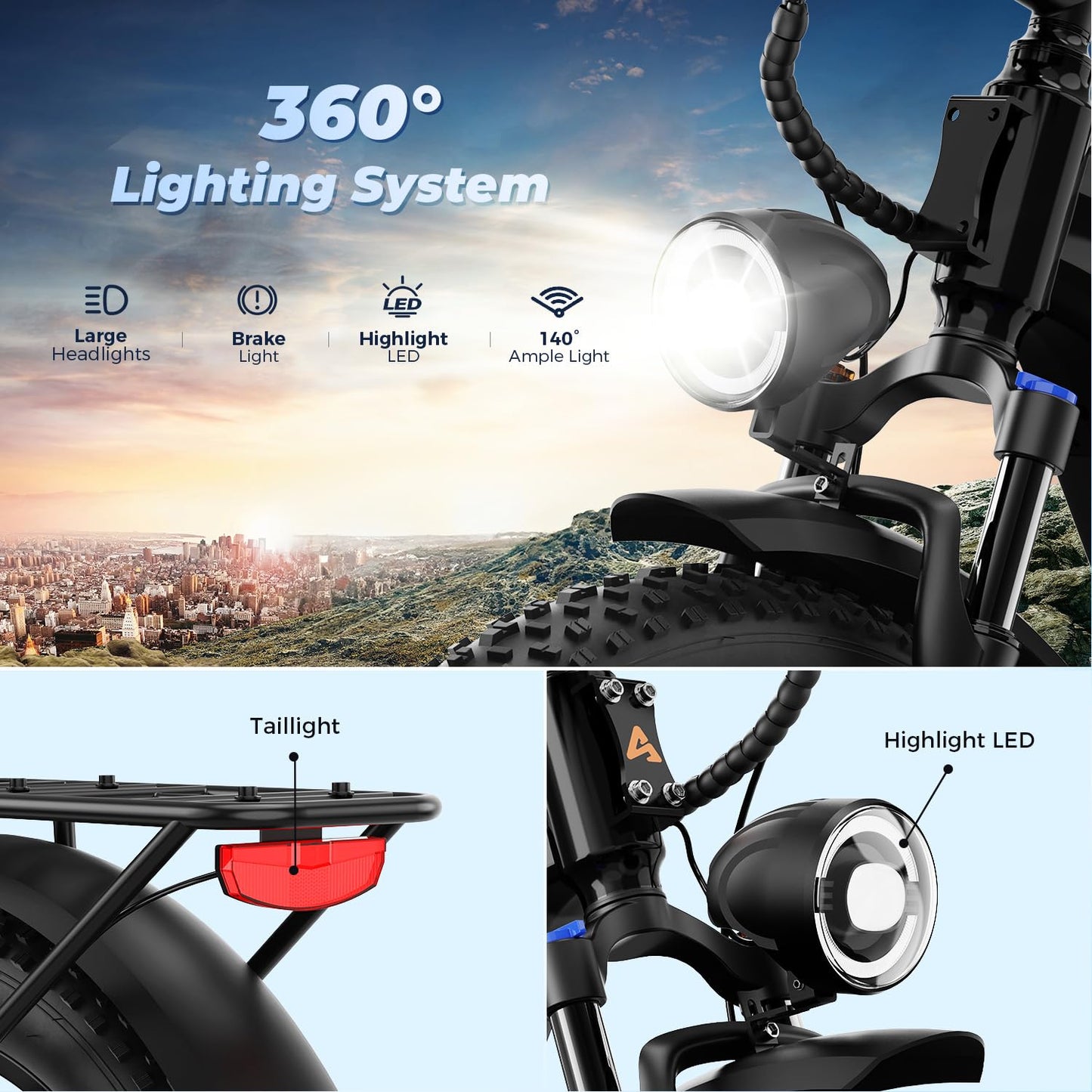 LEONX M2 Pro Electric Bike for Adults with 1800W Motor Peak, 26'' x 4.0'' Fat Tire Ebike, 48V 17.5Ah Battery, 85 Miles Fastest Ebike, 36Mph Electric Mountain Bike, Electric Bicycle with Saddle Bag