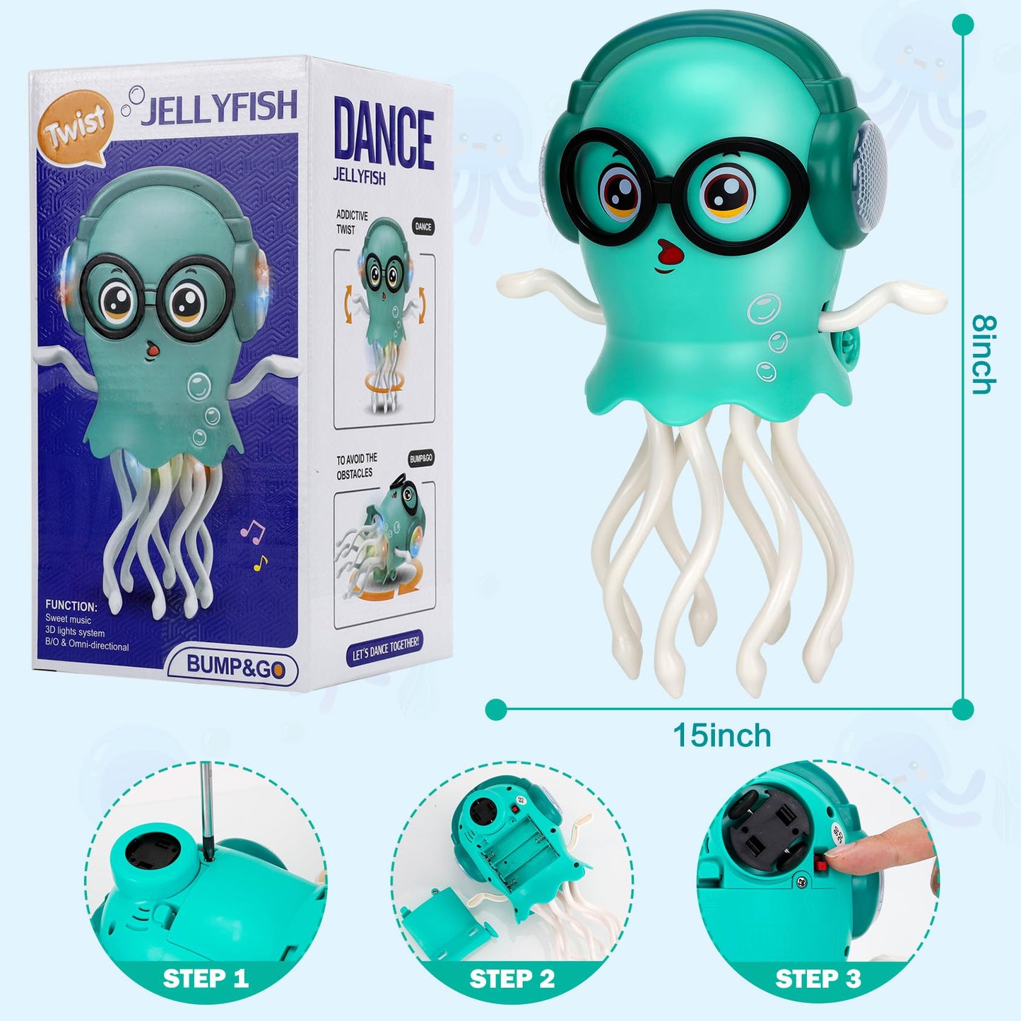 Dancing Octopus Baby Toys, Light Up Music Tummy Time Toys with 2 Flash Lights,Moving Electric Crawling Squid Toy for Babies with 1 Wheel,Baby Toy for 3 4 5 Year Old Boy Girl Christmas Birthday Gifts
