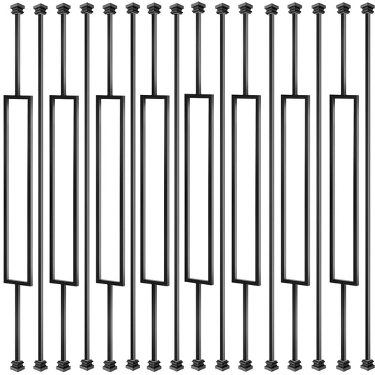 Vilstomes 16 Pack Rectangular Hollow Stair Spindles 44 Inches, 1/2" Iron Balusters for Staircase Interior With 32 Baluster Shoes