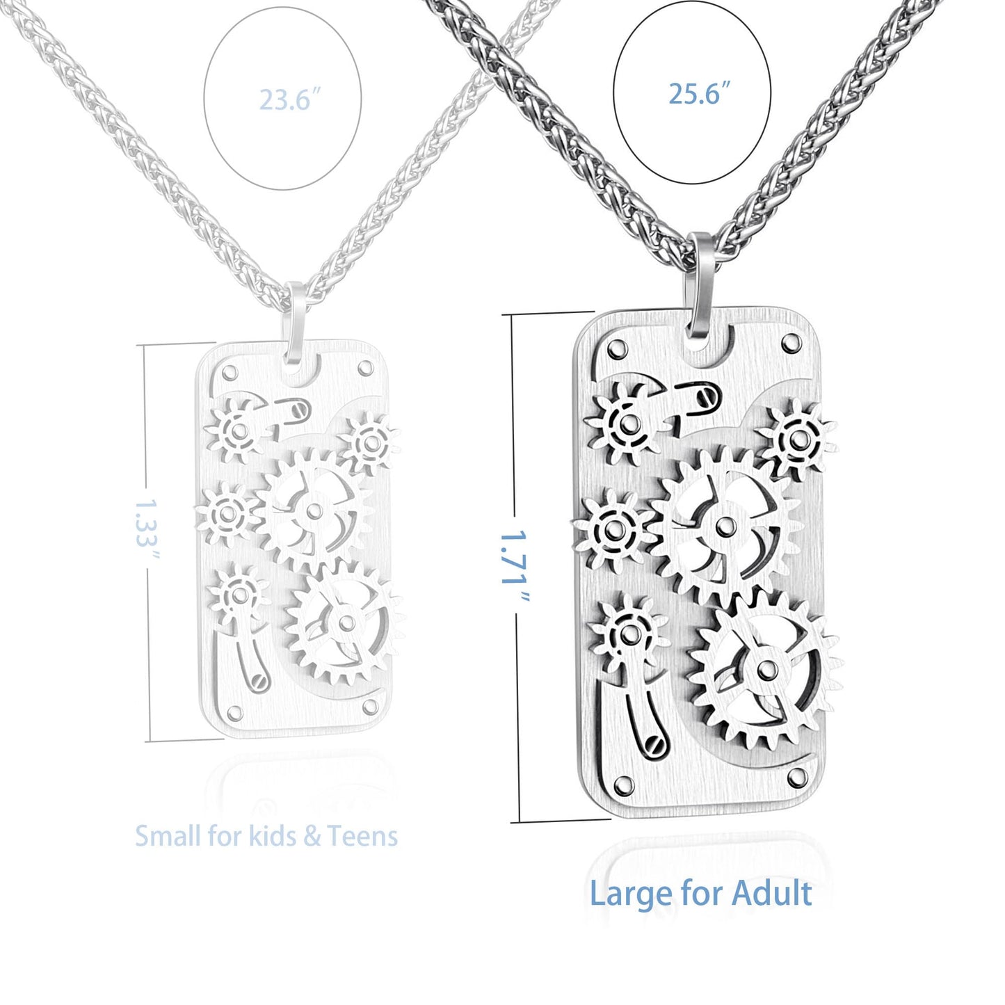 Velryn Stainless Steel Mechanical Rotatable Gear Pendant Necklace for Mens – Fidget Jewelry for Anxiety Relief, Stress – Steampunk Cyberpunk Accessories for Men – Gifts for Father Husband Boyfriend