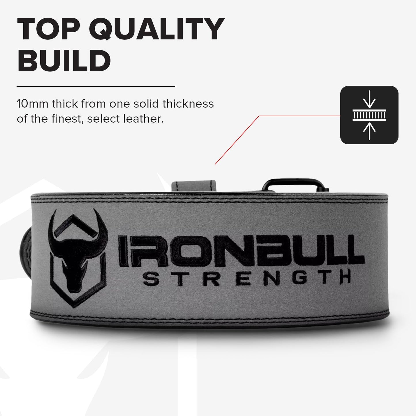 PowerLifting Belt/Weight Lifting Belt - 10mm Double Prong - 4-inch Wide - Advanced Back Support for Weightlifting and Heavy Power Lifting (Grey, XX-Large)