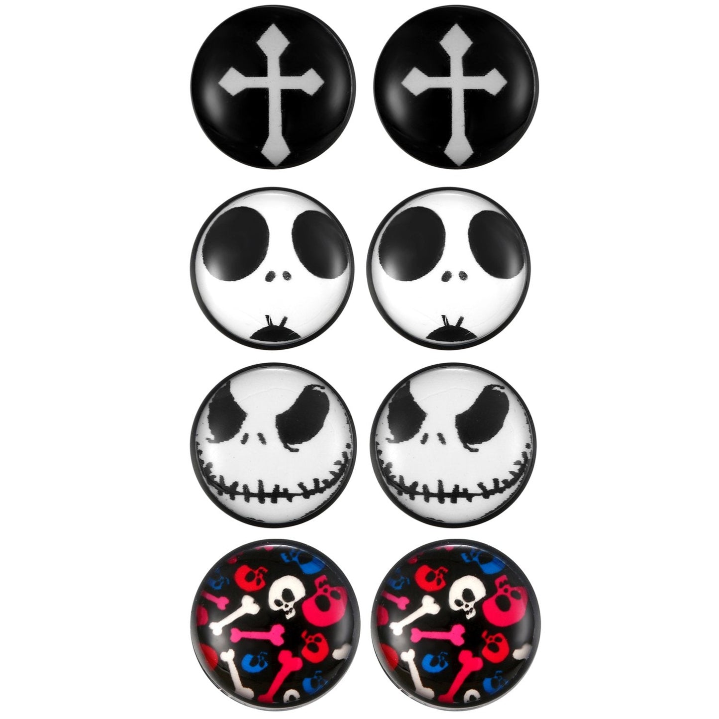 Rofusn Halloween Magnetic Piercing Earrings for Men Women, 4Pairs 10MM Non-Piercing Clip On Fake Cheater Stud Earrings Jewelry