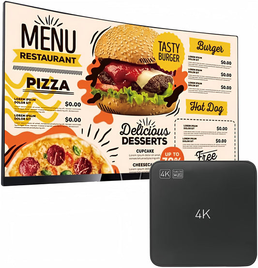 Lunzn Smart Digital Signage Player with Non-Subscription CMS Software 7x24 Stable Auto Play Make TV Set Become LCD Display Andriod 4K Advertising Media Player(YM05)