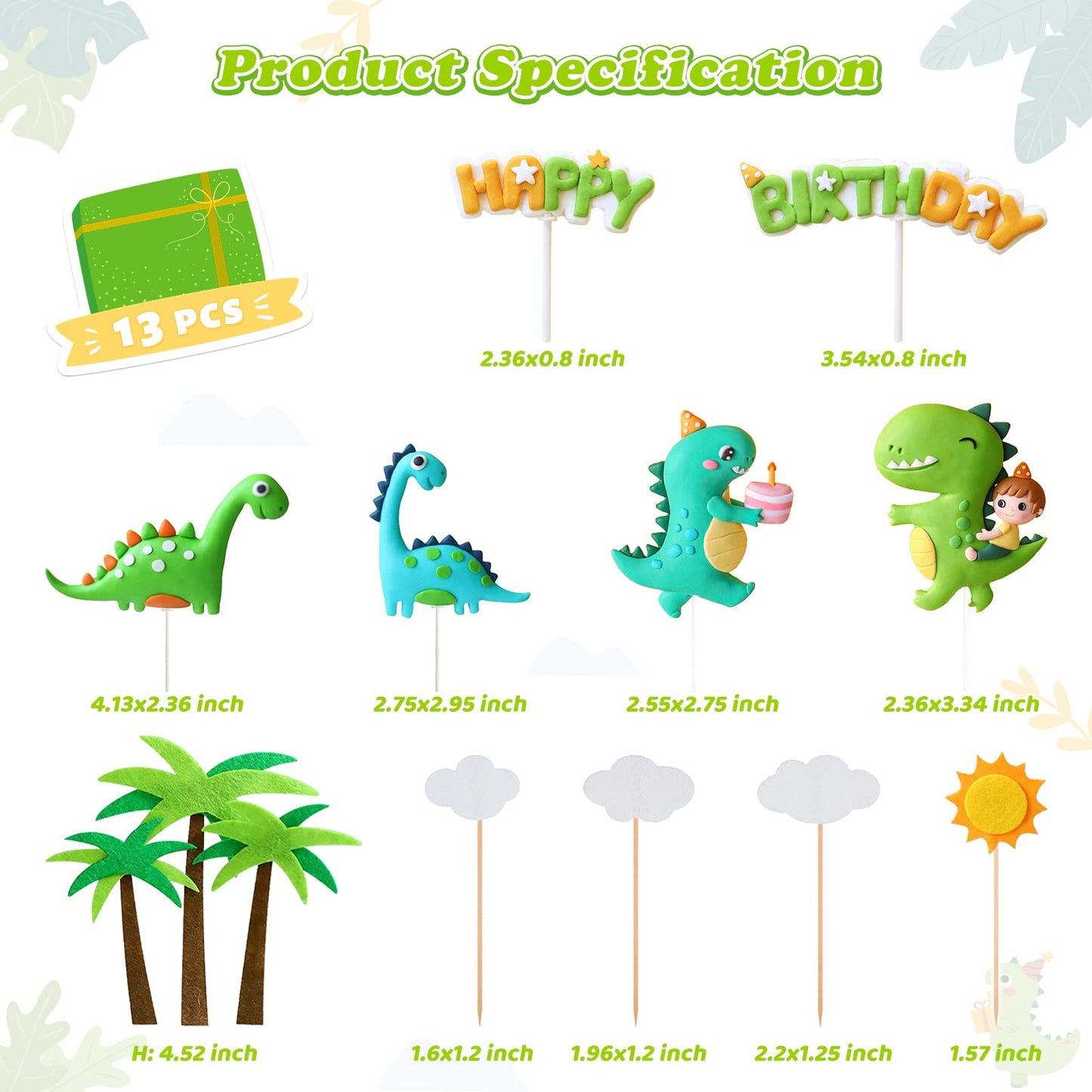 Dinosaur Cake Toppers Cute Dinosaur Happy Birthday Cake Decorations for Boy Girl Baby Shower Birthday Party Dinosaur Scene Theme Cartoon Party Decoration