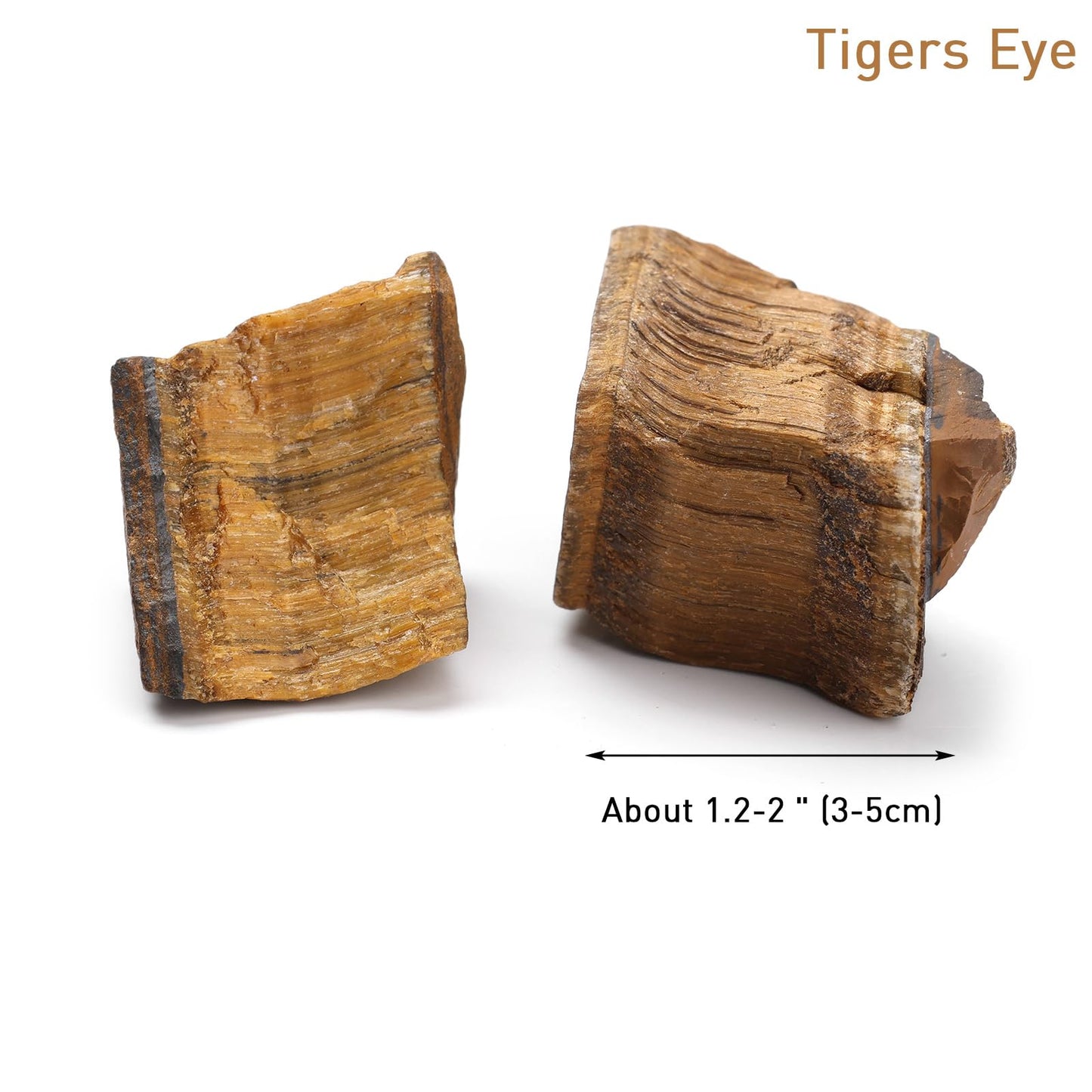 GolbalJew Tigers Eye Natural Raw Crystals 2PCS Healing Crystal Stones 1.2-2.0” Reiki Healing Gemstones for Meditation Chakra Balance Home Decor