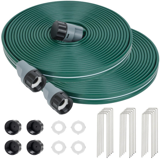 DXront Sprinkler Soaker Hose 25ft 2Pack for Garden Lawn, Watering Pipe with Holes, High-Efficiency Water-Saving Garden Irrigation System, Drip Hose Sprinkler