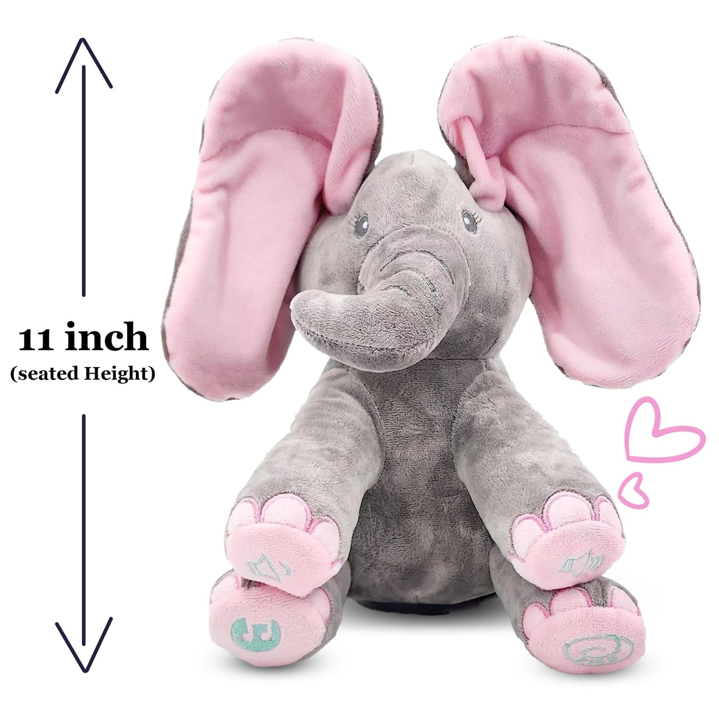Dimple Kaia Peek A Boo Elephant Toy, Interactive Singing Stuffed Animal Plush with Moving Ears, Musical Stuffed Animal for Babies and Toddlers, Adorable Elephant Baby Toy